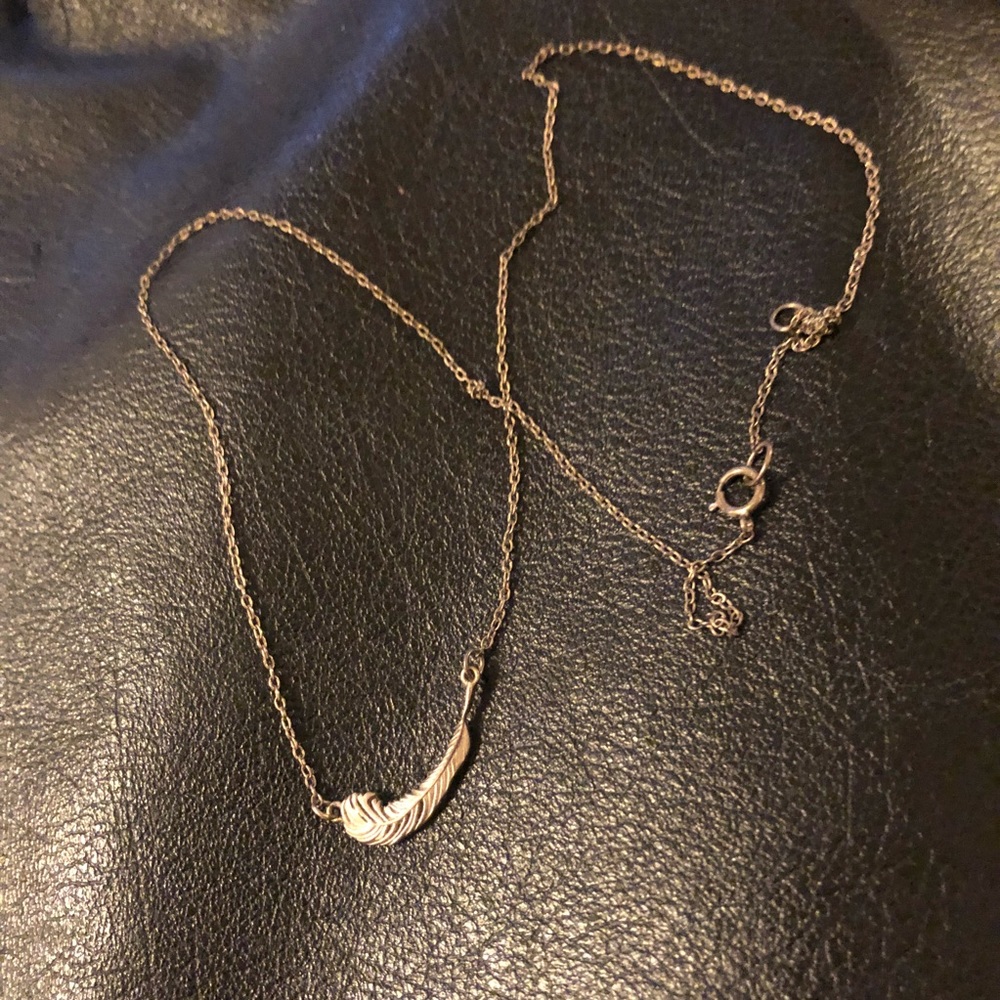 Sterling silver feather necklace